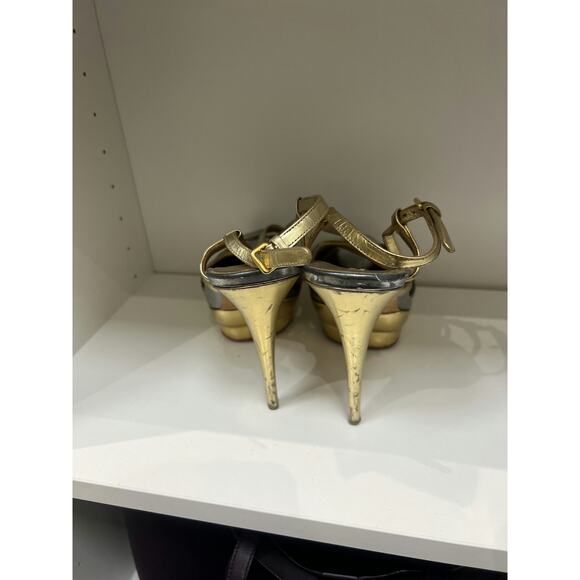 Miu Miu Silver and Gold Leather Platform Heels - Size 39 - Picture 5 of 5